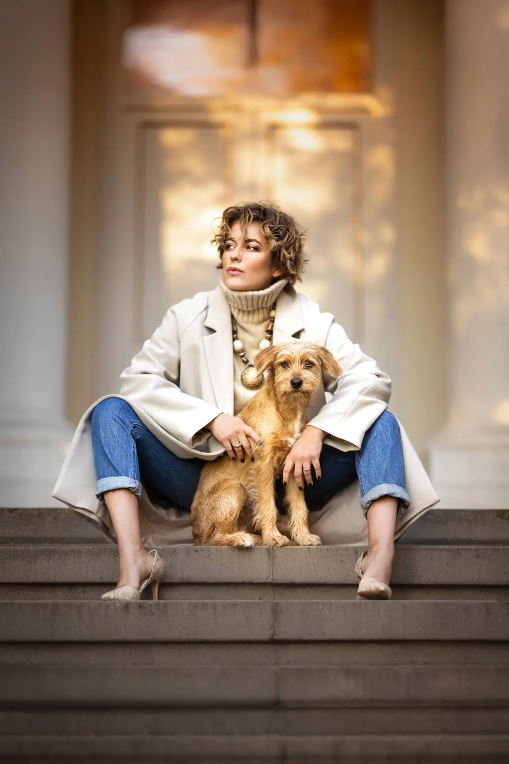 Agnieszka working closely with a dog during a voluntary participation exercise